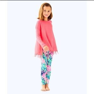 Lilly Pulitzer Fringe Sweater Girls Hot Pink Size XL 12-14